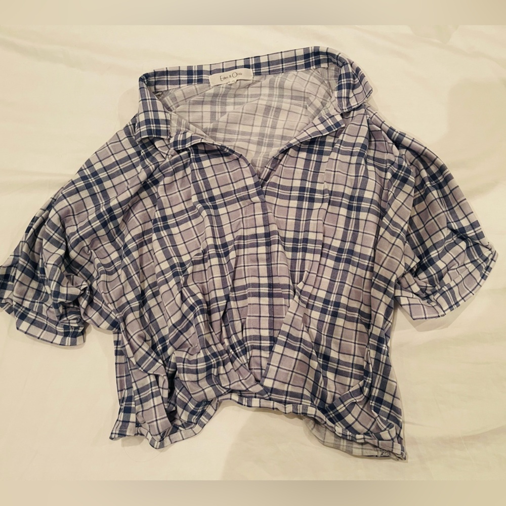 Eden & Olivia Blue and White Checkered Top size medium